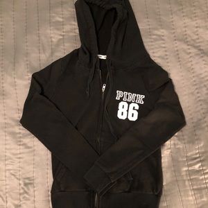 PINK black zip up hoodie